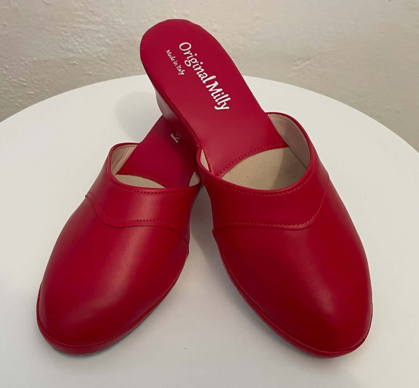 4001 Ecopelle Rosso suola Bufalo Ciabatte da camera Donna Original Milly Made in Italy