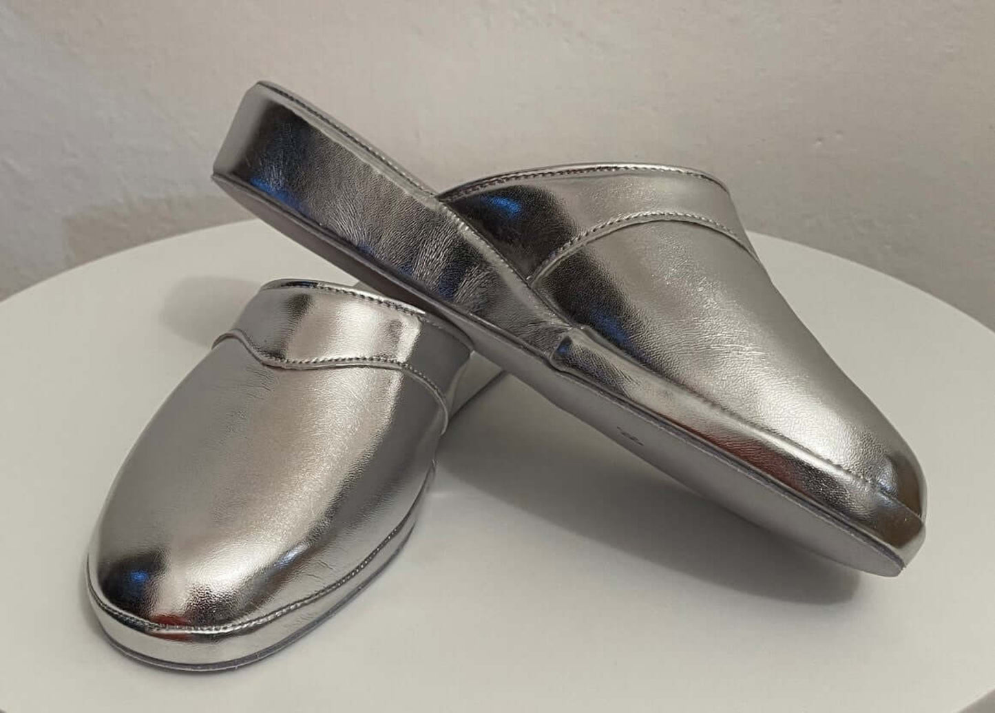 4002 Ecopelle Argento suola Bufalo Ciabatte da camera Donna Original Milly Made in Italy