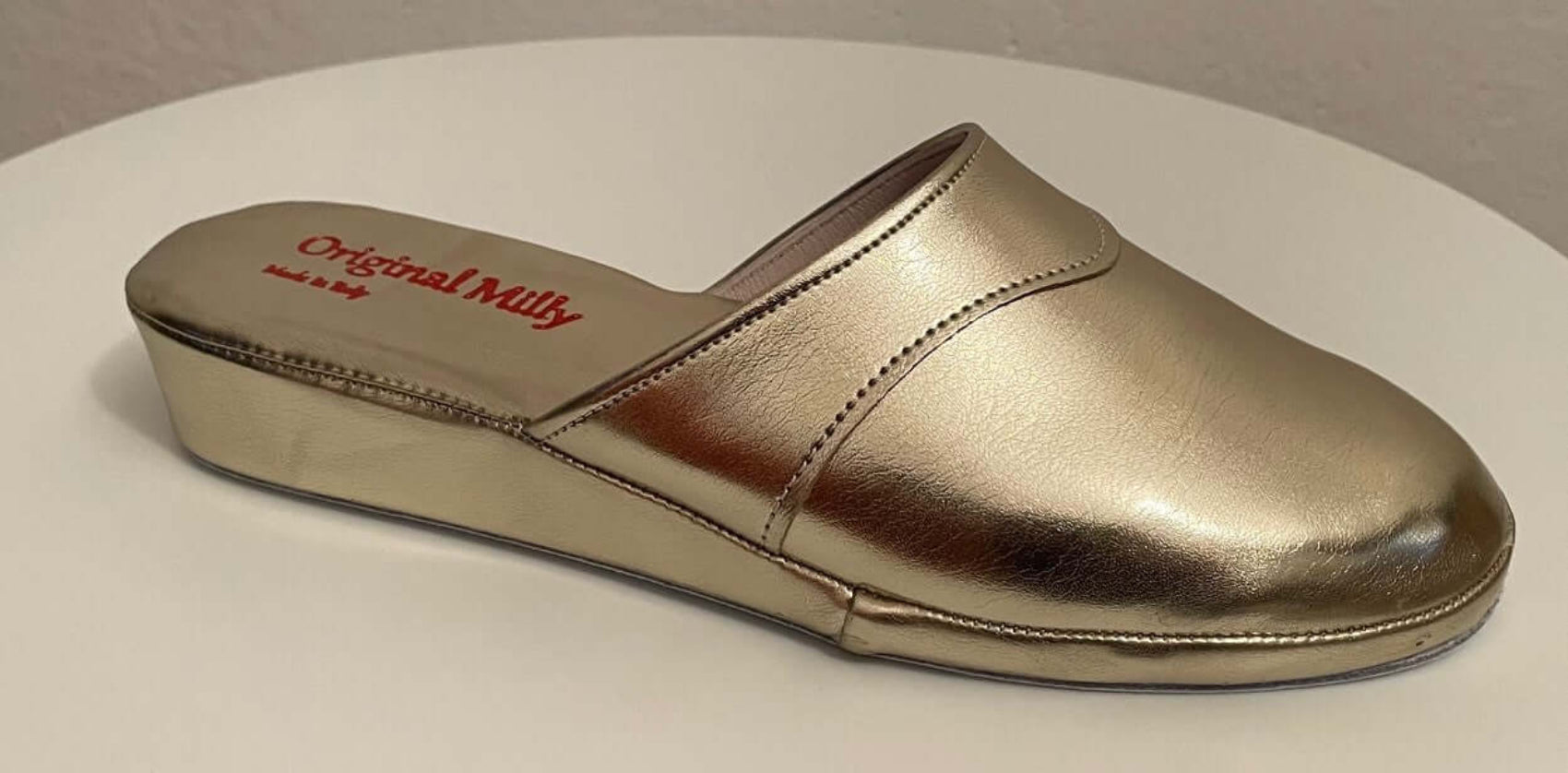 4002 Ecopelle Oro suola Bufalo Ciabatte da camera Donna Original Milly Made in Italy