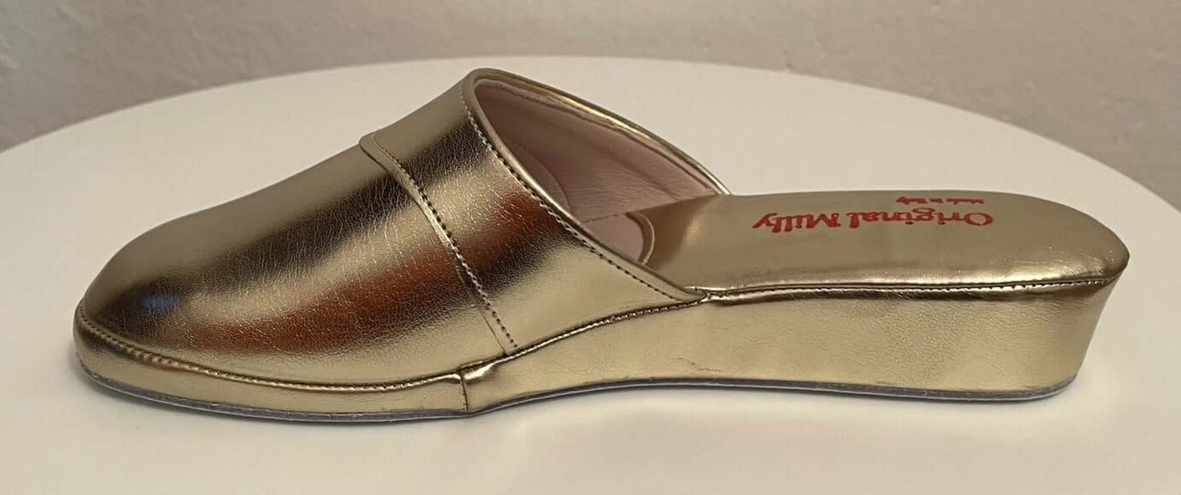 4002 Ecopelle Oro suola Bufalo Ciabatte da camera Donna Original Milly Made in Italy