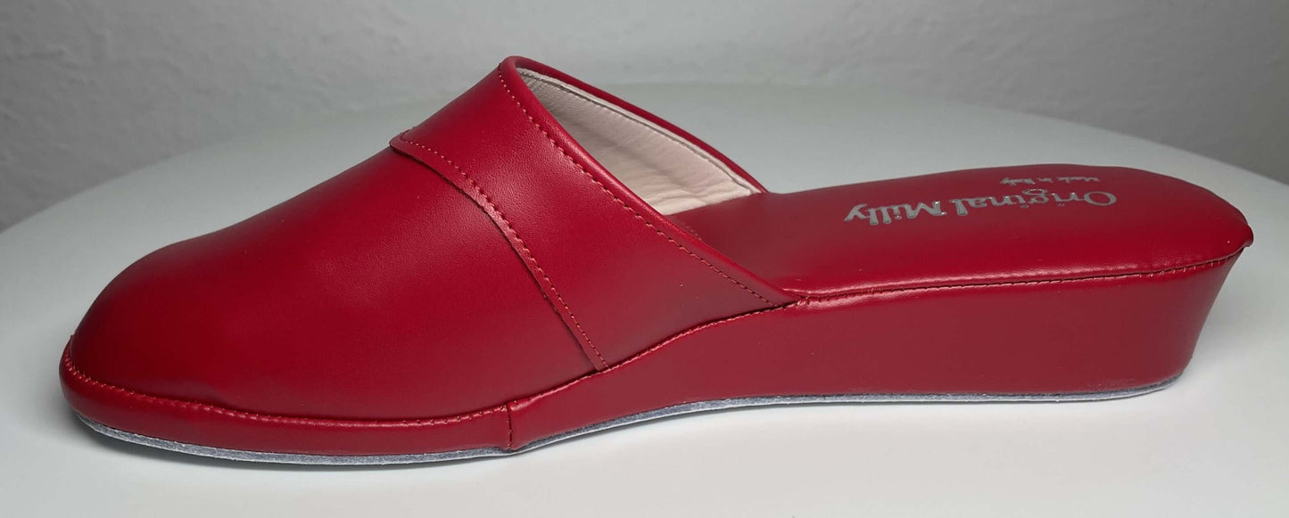 4002 Ecopelle Rosso Suola Bufalo Ciabatte da camera Donna Original Milly Made in Italy