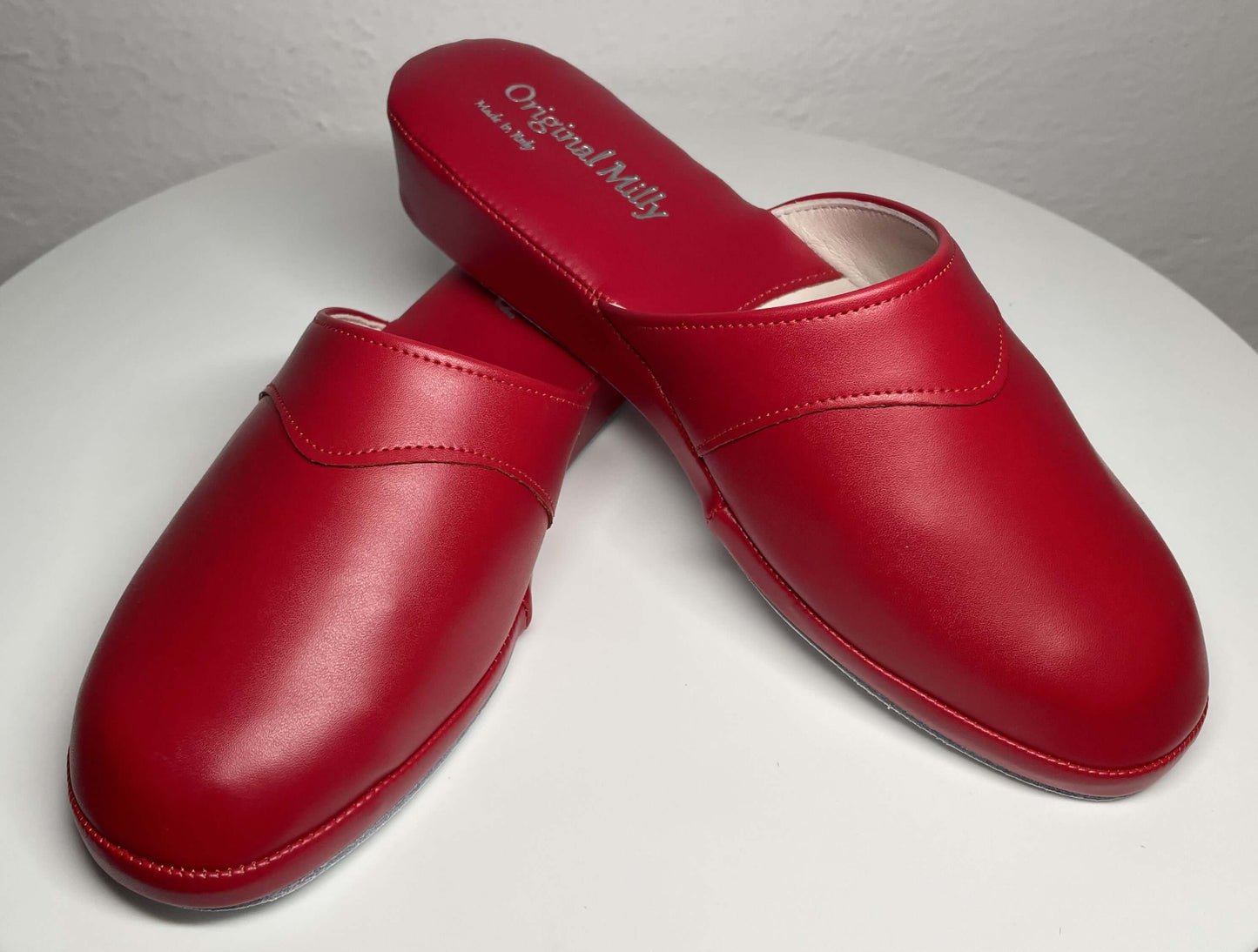 4002 Ecopelle Rosso Suola Bufalo Ciabatte da camera Donna Original Milly Made in Italy