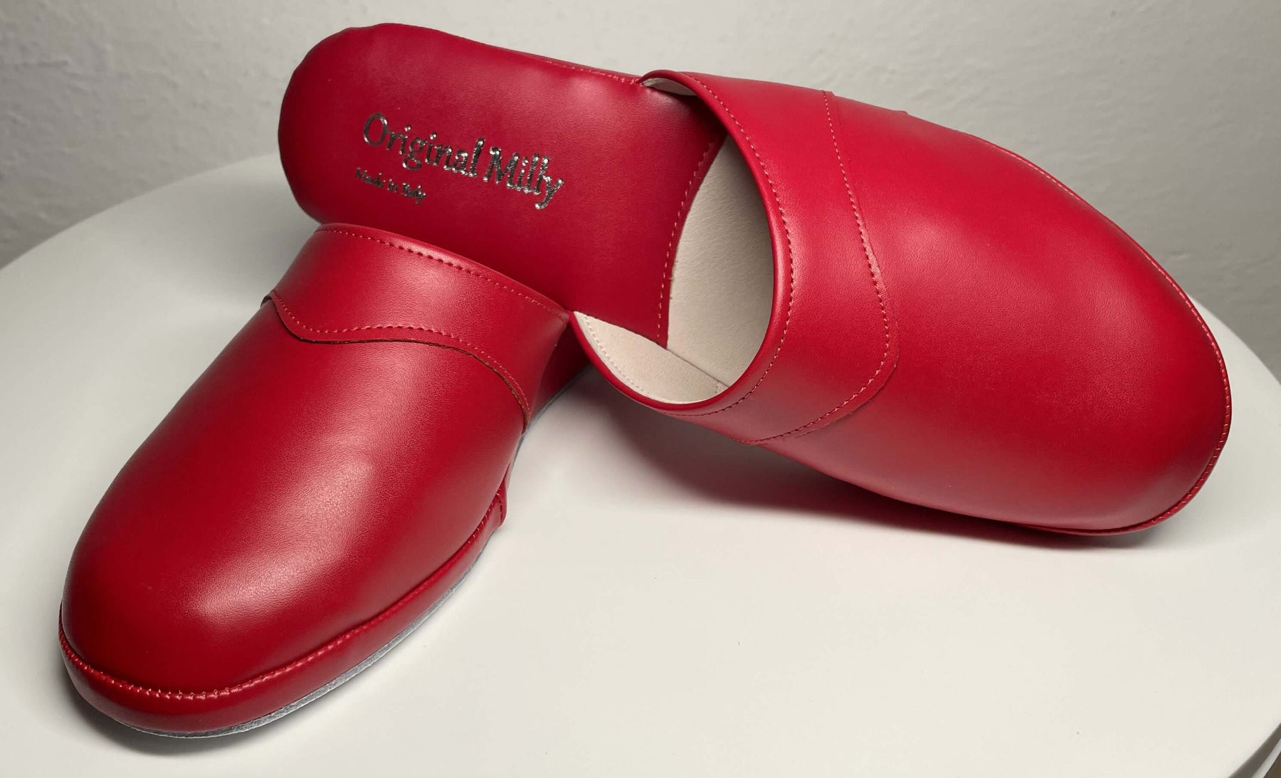 4002 Ecopelle Rosso Suola Bufalo Ciabatte da camera Donna Original Milly Made in Italy