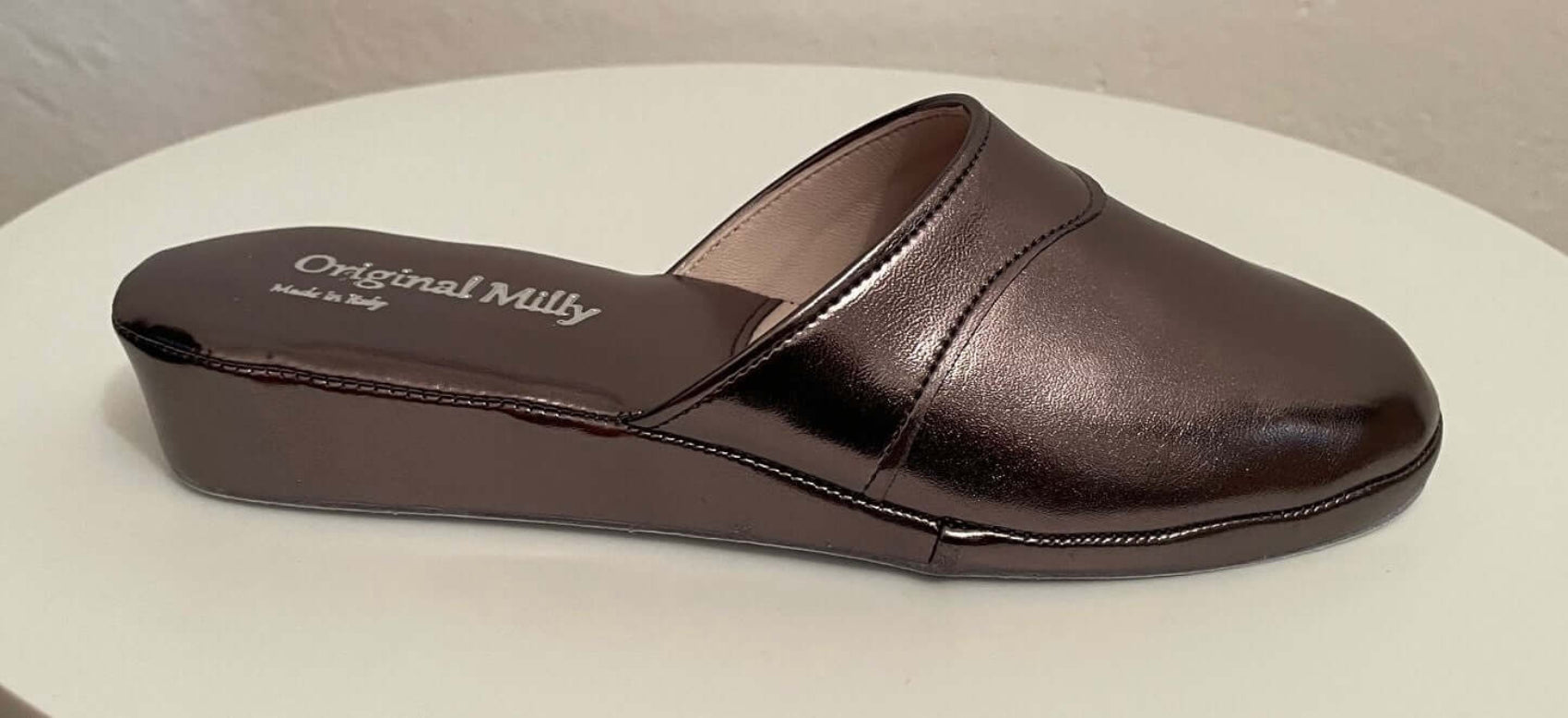 4002 Ecopelle piombo suola Bufalo Ciabatte da camera Donna Original Milly Made in Italy