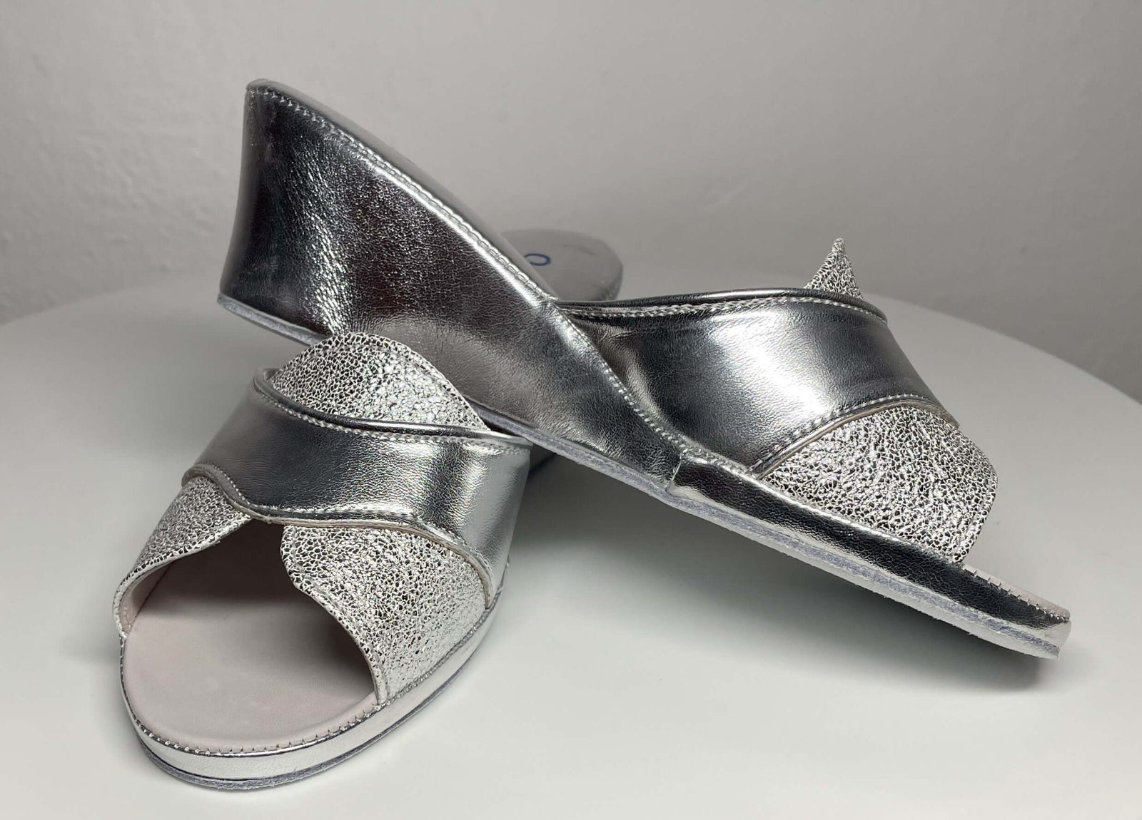 4003 Ecopelle Argento Suola Bufalo Ciabatte da camera Donna Original Milly Made in Italy