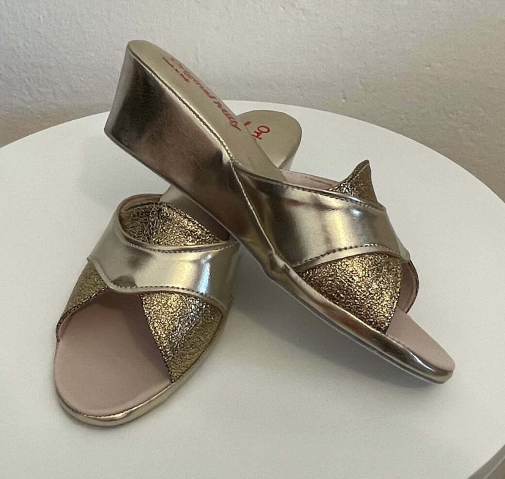 4003 Ecopelle Oro suola Bufalo Ciabatte da camera Donna Original Milly Made in Italy