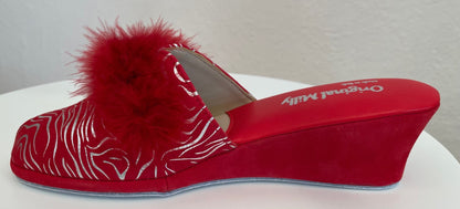 Original Milly 0300 Zebrato Rosso (PelleTop) Ciabatta da camera Donna