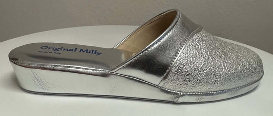 4200 Ecopelle Argento Suola Bufalo Ciabatte da camera Donna Original Milly Made in Italy