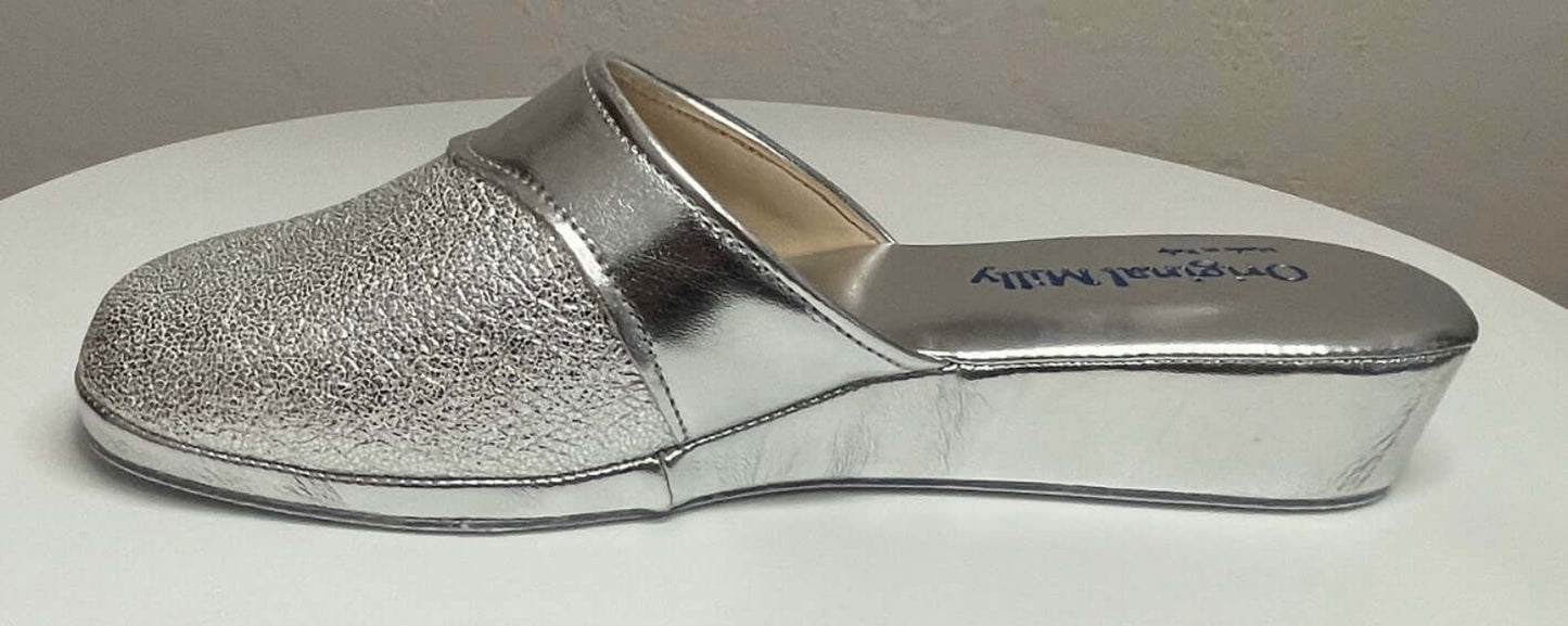 4200 Ecopelle Argento Suola Bufalo Ciabatte da camera Donna Original Milly Made in Italy