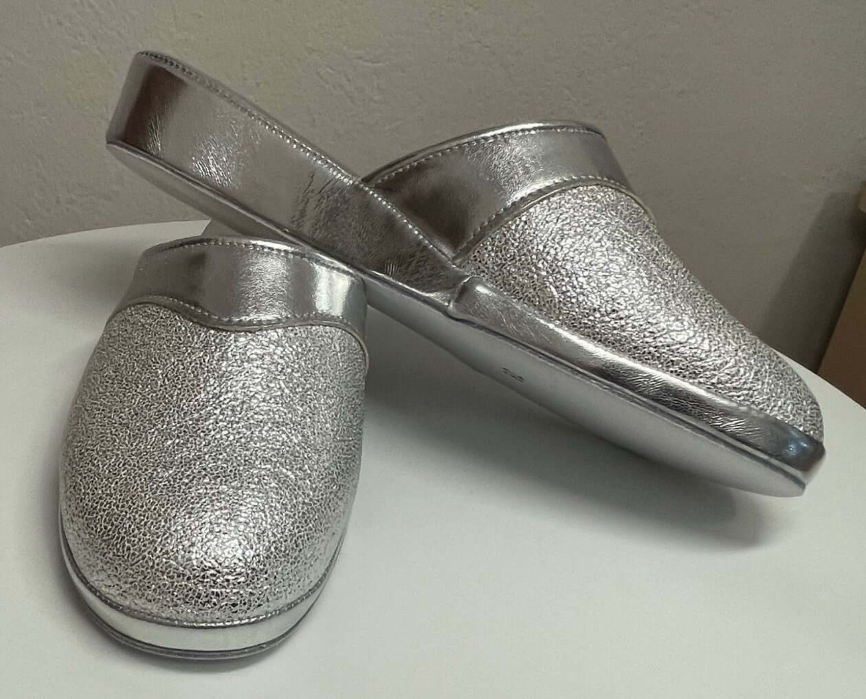 4200 Ecopelle Argento Suola Bufalo Ciabatte da camera Donna Original Milly Made in Italy