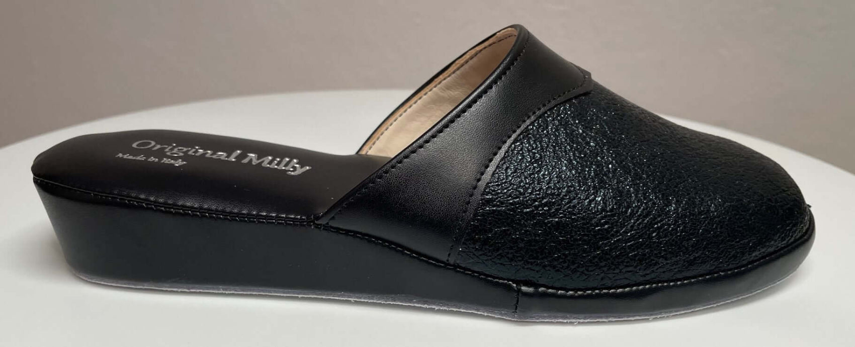 4200 Ecopelle Nero Suola Bufalo Ciabatte da camera Donna Original Milly Made in Italy