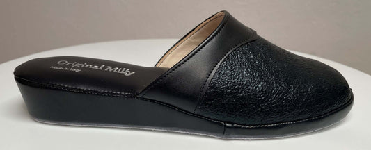4200 Ecopelle Nero Suola Bufalo Ciabatte da camera Donna Original Milly Made in Italy