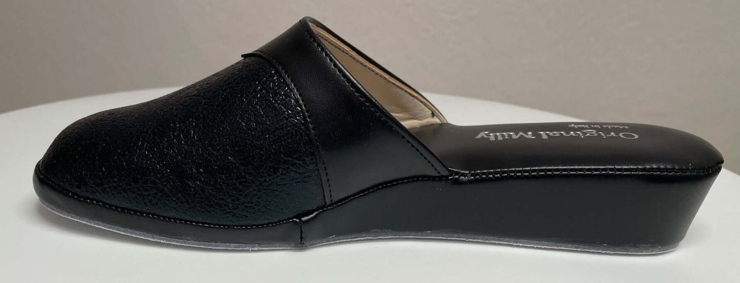 4200 Ecopelle Nero Suola Bufalo Ciabatte da camera Donna Original Milly Made in Italy