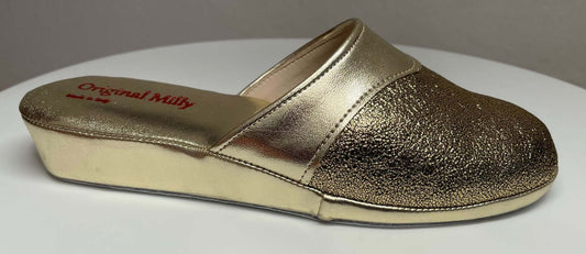 4200 Ecopelle Oro Suola Bufalo Ciabatte da camera Donna Original Milly Made in Italy