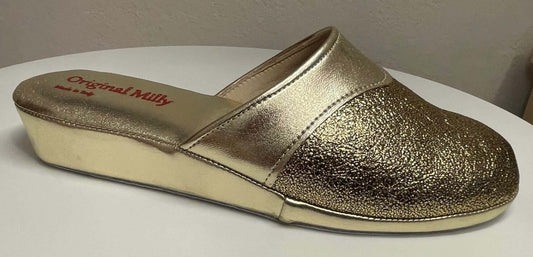 4200 Ecopelle Oro Suola Bufalo Ciabatte da camera Donna Original Milly Made in Italy