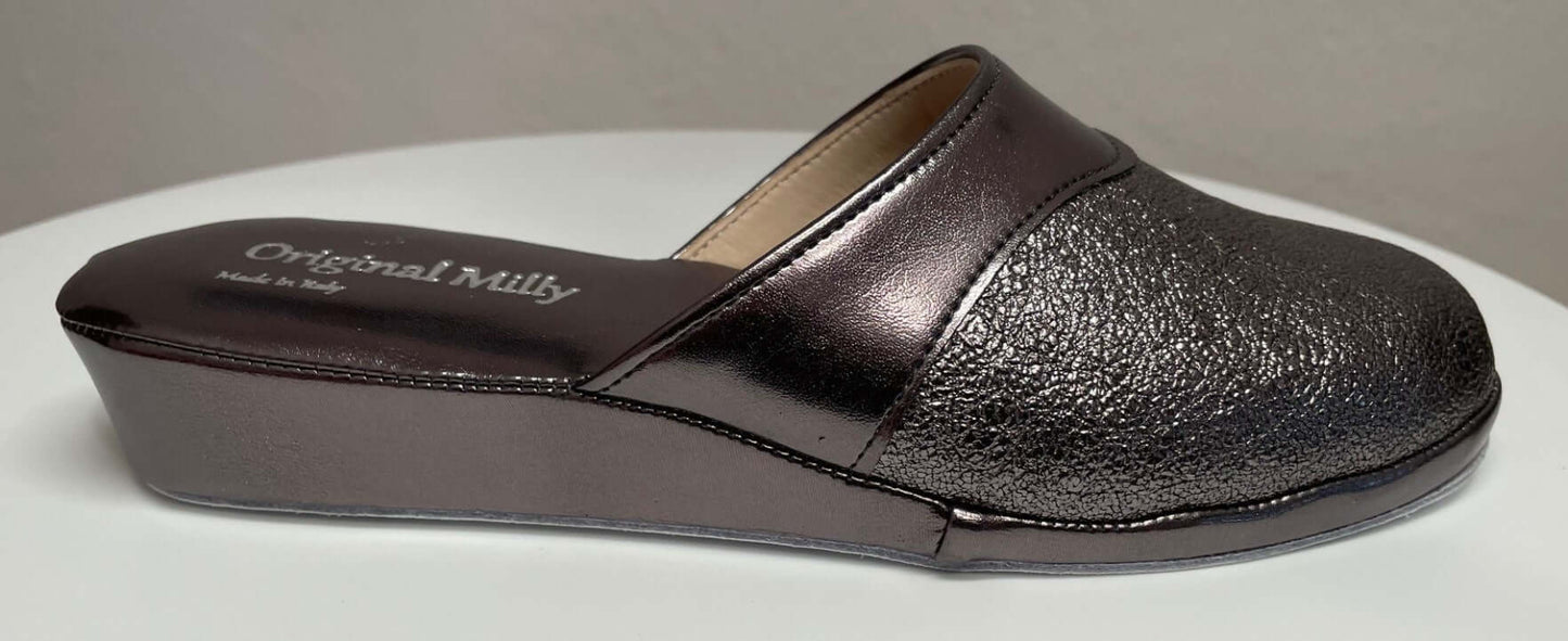4200 Ecopelle Piombo Suola Bufalo Ciabatte da camera Donna Original Milly Made in Italy