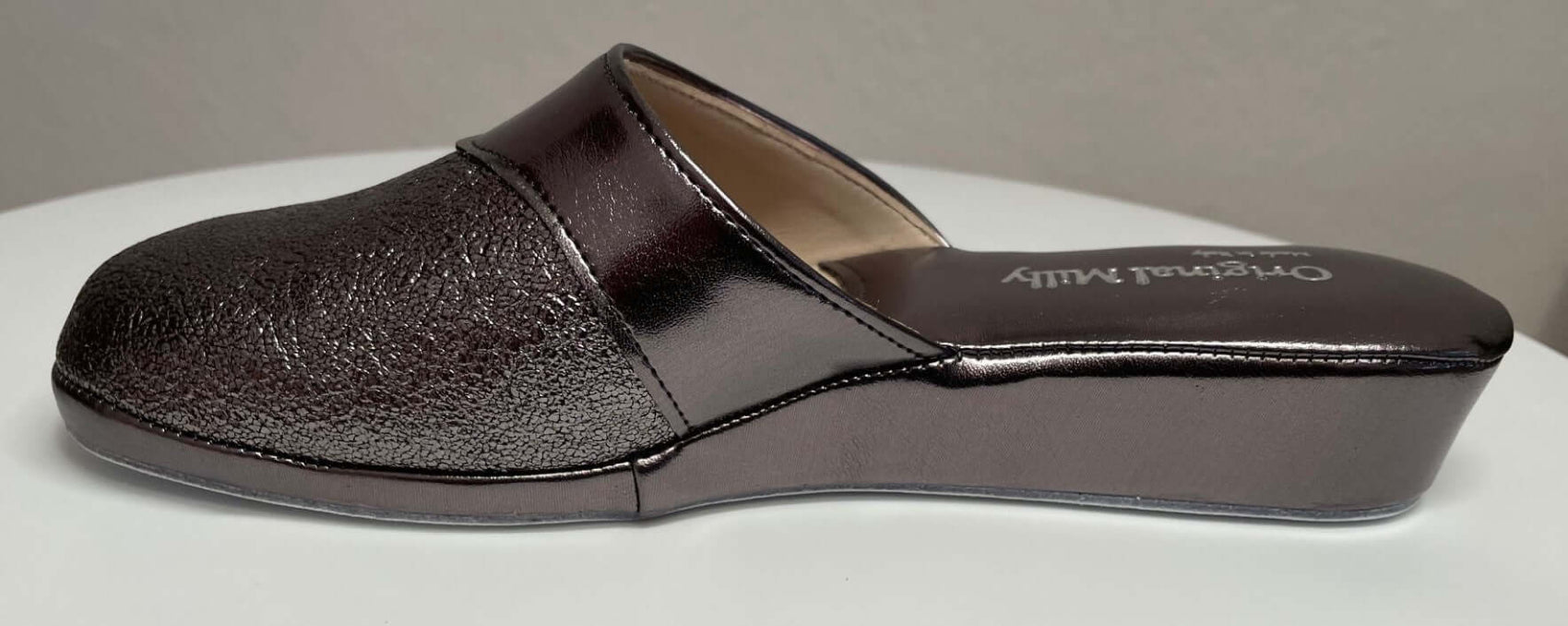 4200 Ecopelle Piombo Suola Bufalo Ciabatte da camera Donna Original Milly Made in Italy