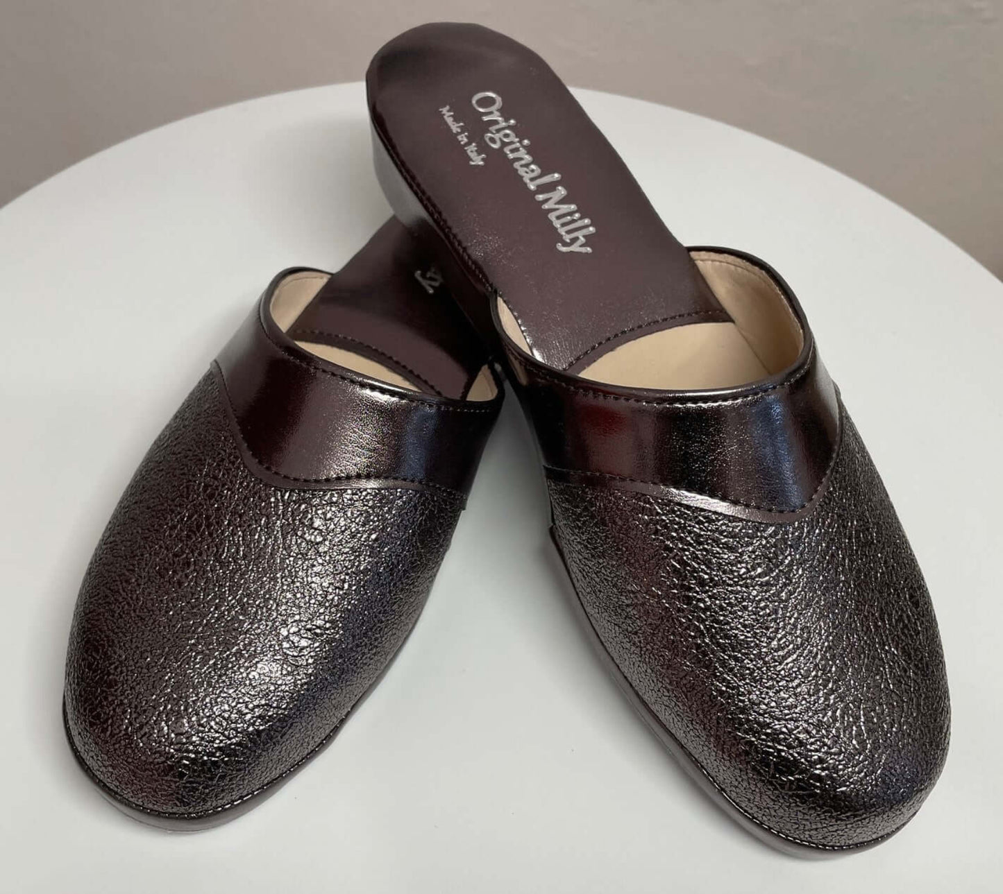 4200 Ecopelle Piombo Suola Bufalo Ciabatte da camera Donna Original Milly Made in Italy