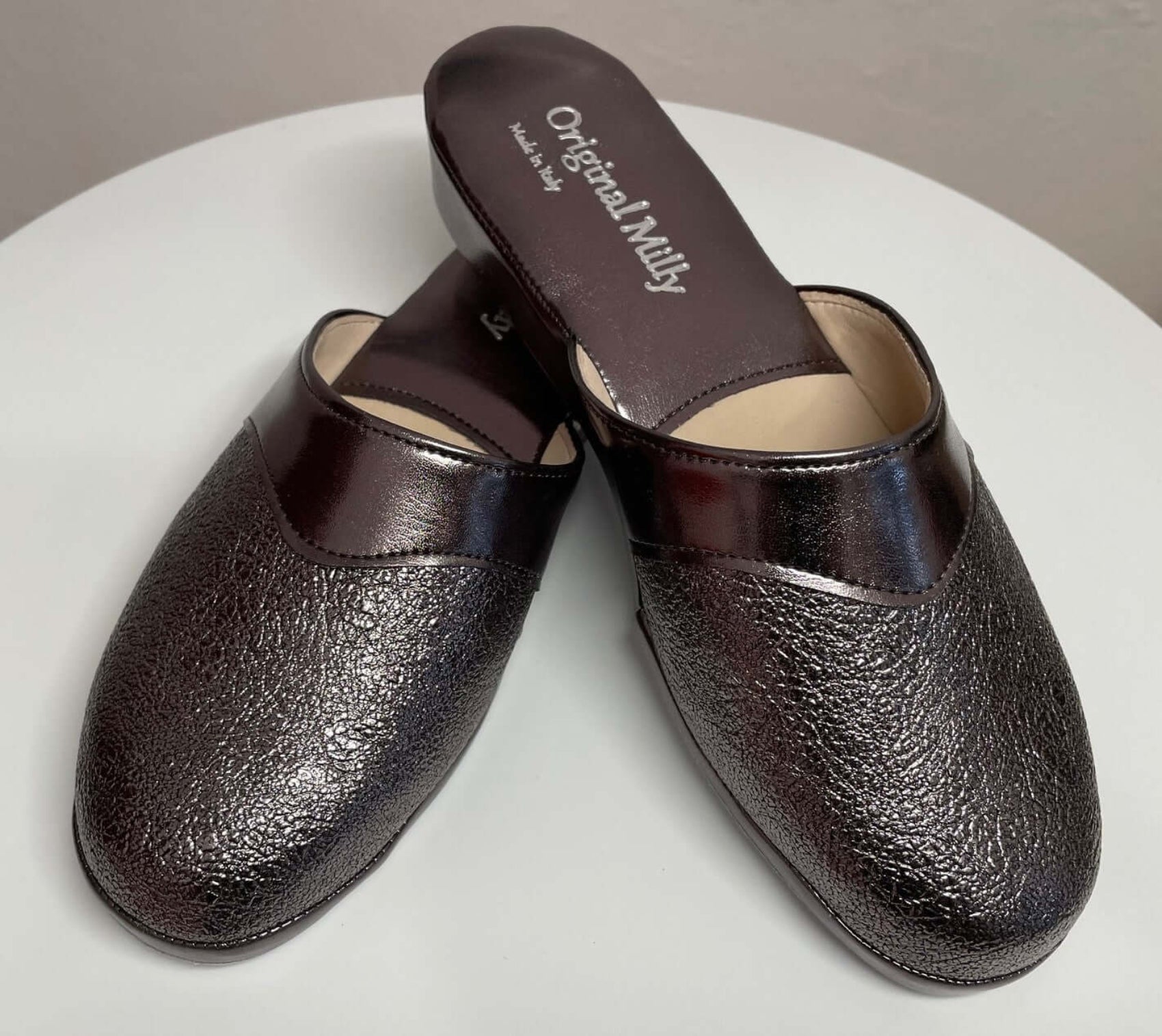 4200 Ecopelle Piombo Suola Bufalo Ciabatte da camera Donna Original Milly Made in Italy