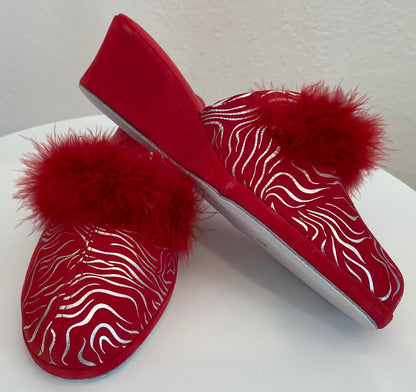 Original Milly 0300 Zebrato Rosso (PelleTop) Ciabatta da camera Donna