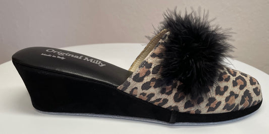 Original Milly 0300 Camoscio Leopardo (PelleTop) Ciabatta da camera Donna