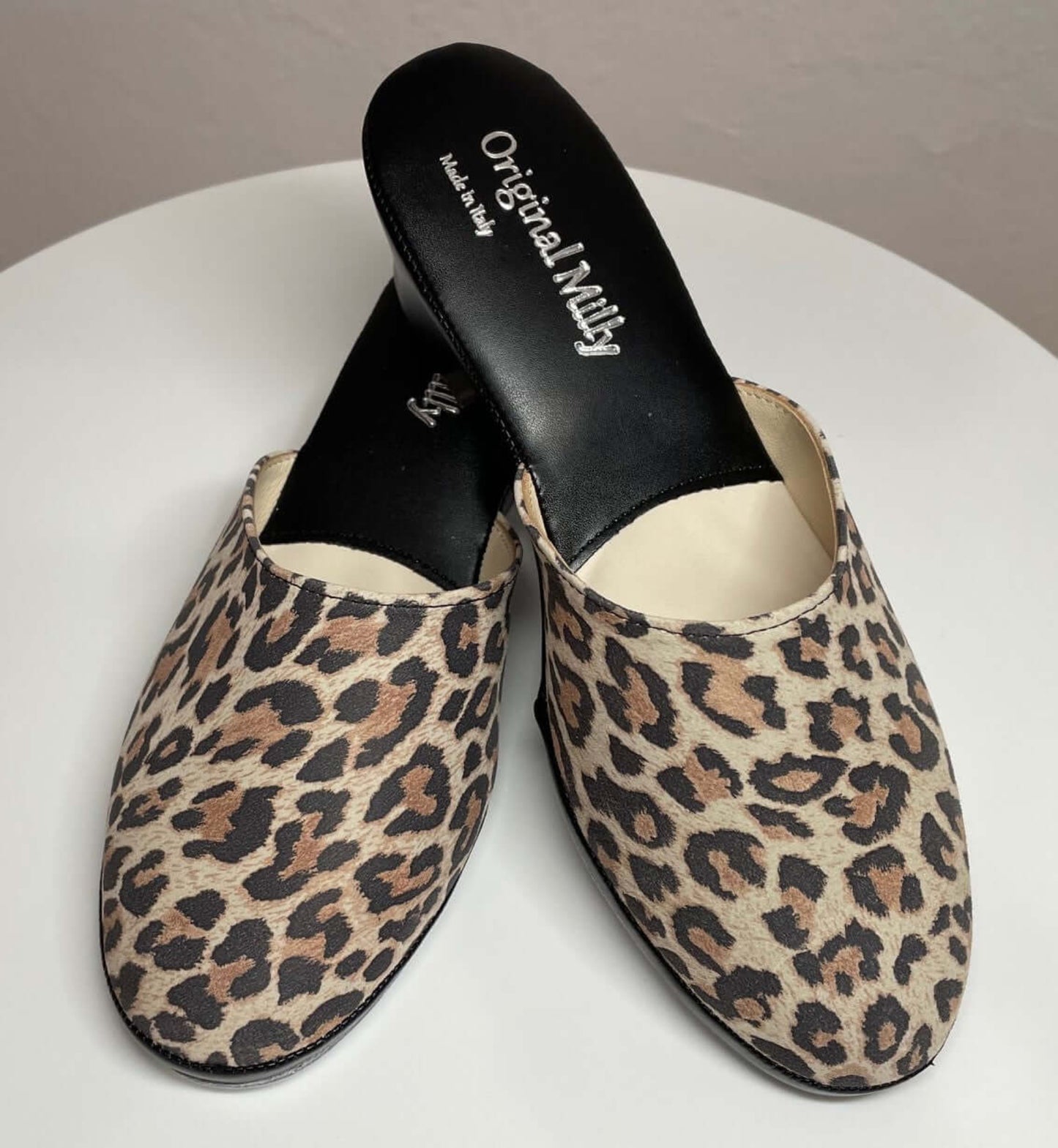 5000 Camoscio Leopardo suola Bufalo Ciabatte da camera Donna Original Milly Made in Italy