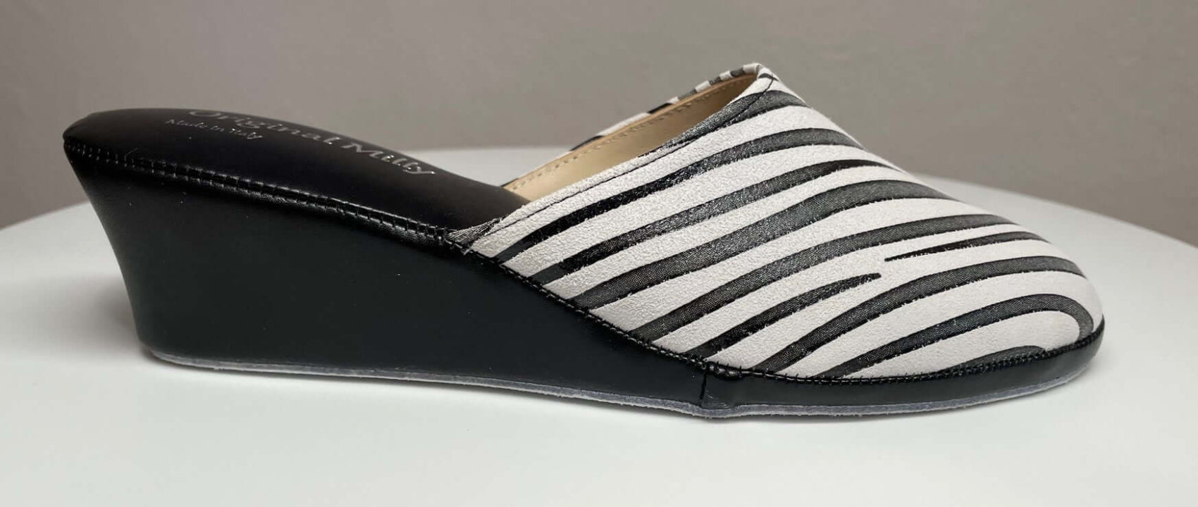 5000 Camoscio Zebrato Nero suola Bufalo Ciabatte da camera Donna Original Milly Made in Italy