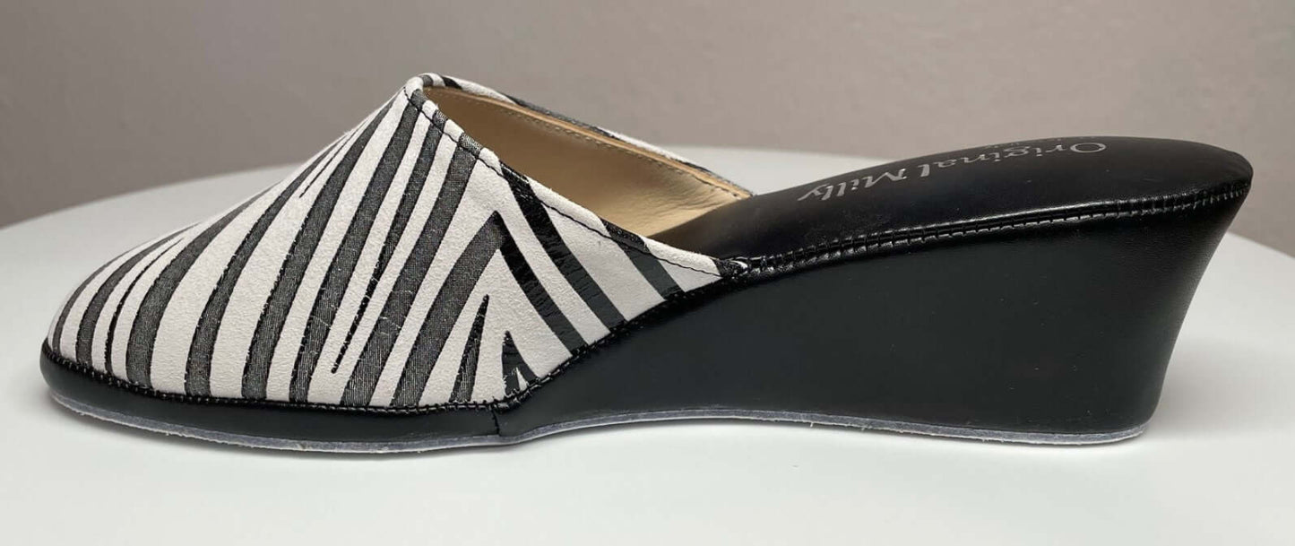 5000 Camoscio Zebrato Nero suola Bufalo Ciabatte da camera Donna Original Milly Made in Italy