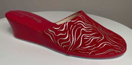 5000 Camoscio Zebrato Rosso suola Bufalo Ciabatte da camera Donna Original Milly Made in Italy