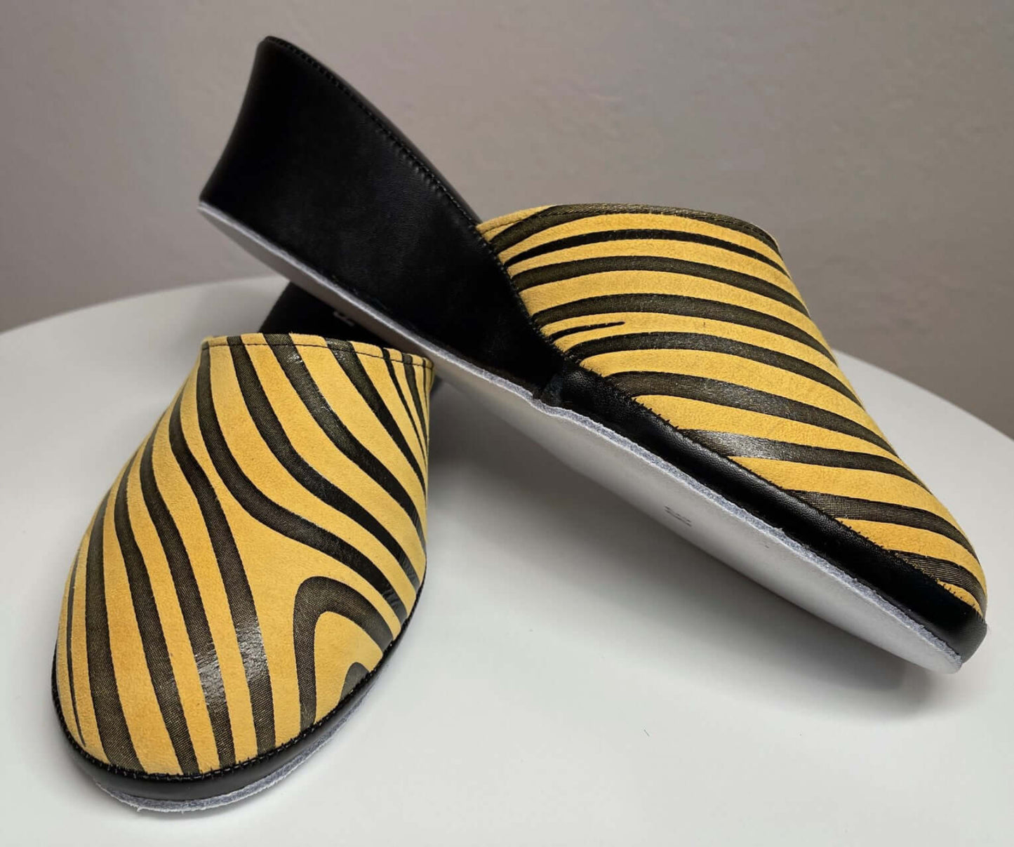 5000 Camoscio Zebrato Senape suola Bufalo Ciabatte da camera Donna Original Milly Made in Italy
