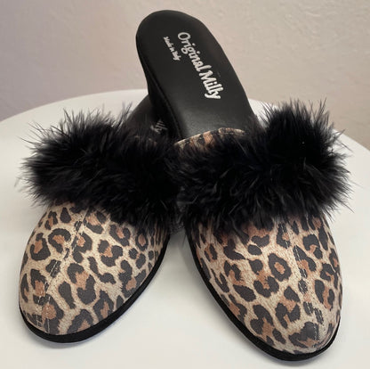 Original Milly 0300 Camoscio Leopardo (PelleTop) Ciabatta da camera Donna