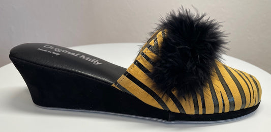 Original Milly 0300 Zebrato Senape (PelleTop) Ciabatta da camera Donna