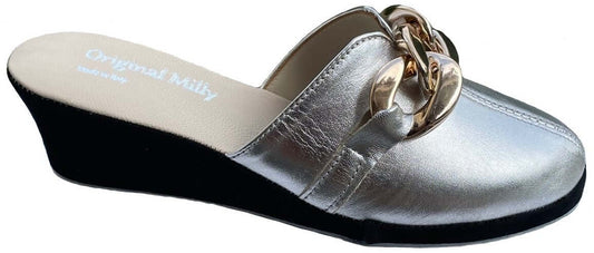 Original Milly 1001 Nappa Nero Argento (PelleTop) Ciabatta da camera Donna