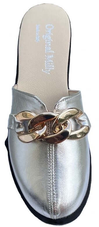 Original Milly 1001 Nappa Nero Argento (PelleTop) Ciabatta da camera Donna