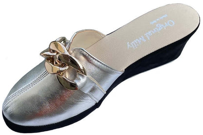 Original Milly 1001 Nappa Nero Argento (PelleTop) Ciabatta da camera Donna