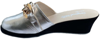 Original Milly 1001 Nappa Nero Argento (PelleTop) Ciabatta da camera Donna