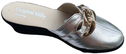 Original Milly 1001 Nappa Nero Argento (PelleTop) Ciabatta da camera Donna