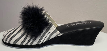 Original Milly 0300 Zebrato Nero (PelleTop) Ciabatta da camera Donna