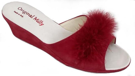 Original Milly 102 Camoscio Rosso (PelleTop) Ciabatta da camera donna