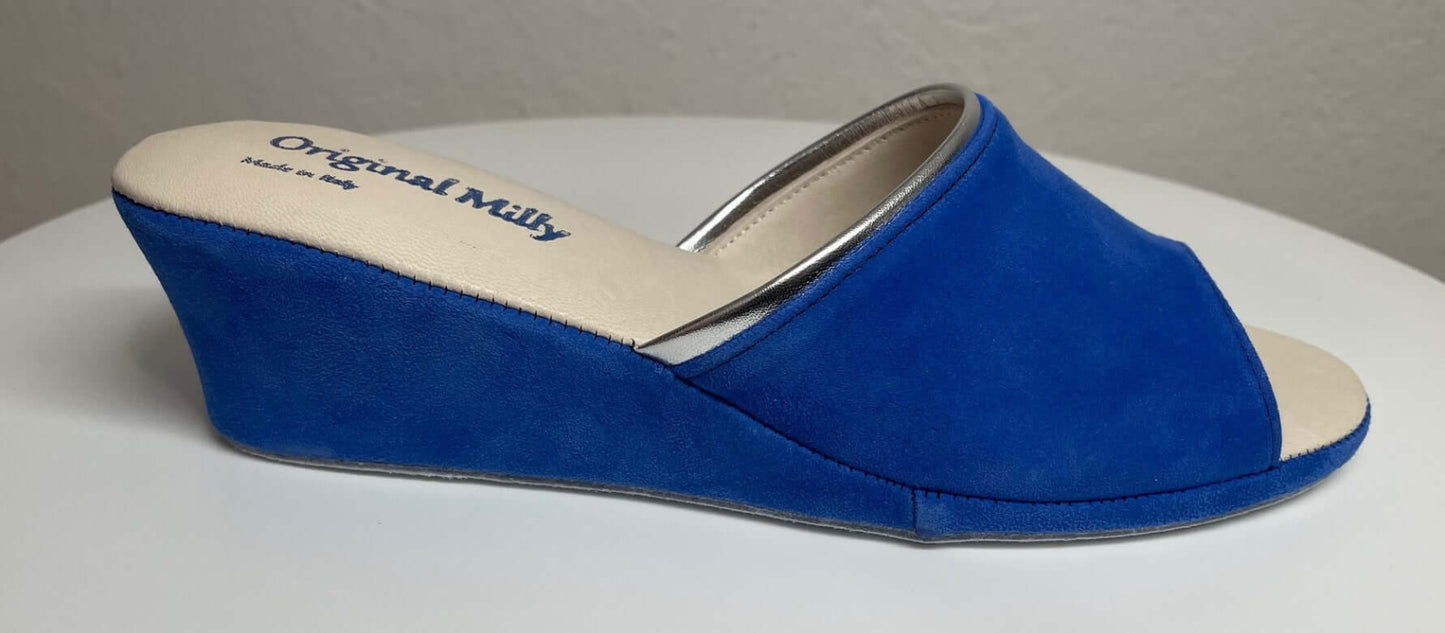 7000 Camoscio Blu suola Bufalo Ciabatte da camera Donna Original Milly Made in Italy