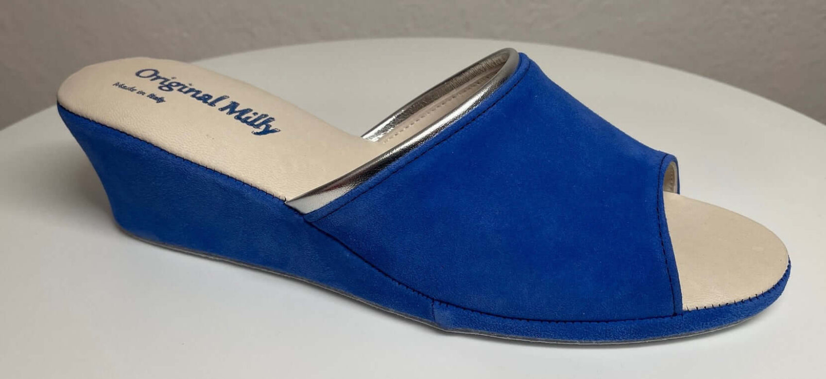 7000 Camoscio Blu suola Bufalo Ciabatte da camera Donna Original Milly Made in Italy