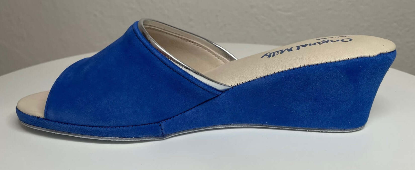 7000 Camoscio Blu suola Bufalo Ciabatte da camera Donna Original Milly Made in Italy