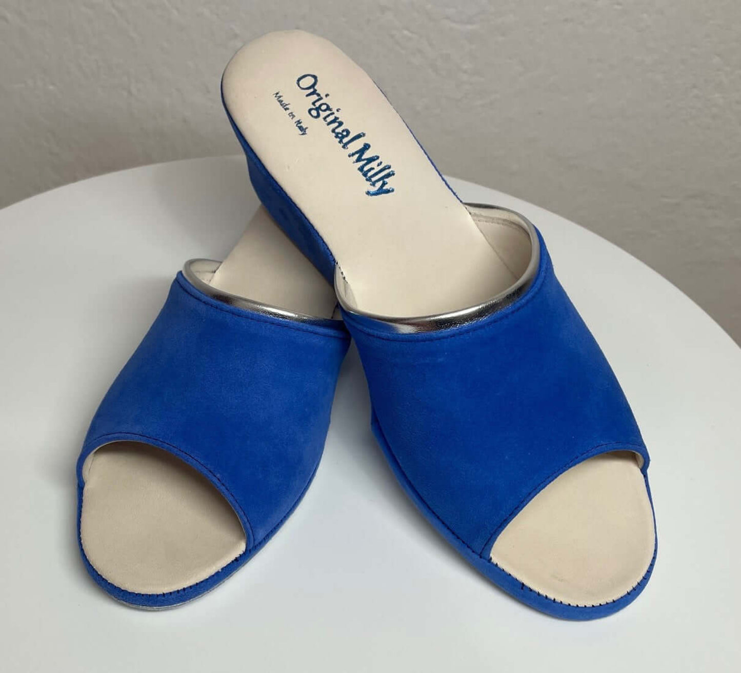 7000 Camoscio Blu suola Bufalo Ciabatte da camera Donna Original Milly Made in Italy