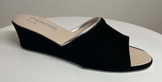 7000 Camoscio Nero suola Bufalo Ciabatte da camera Donna Original Milly Made in Italy