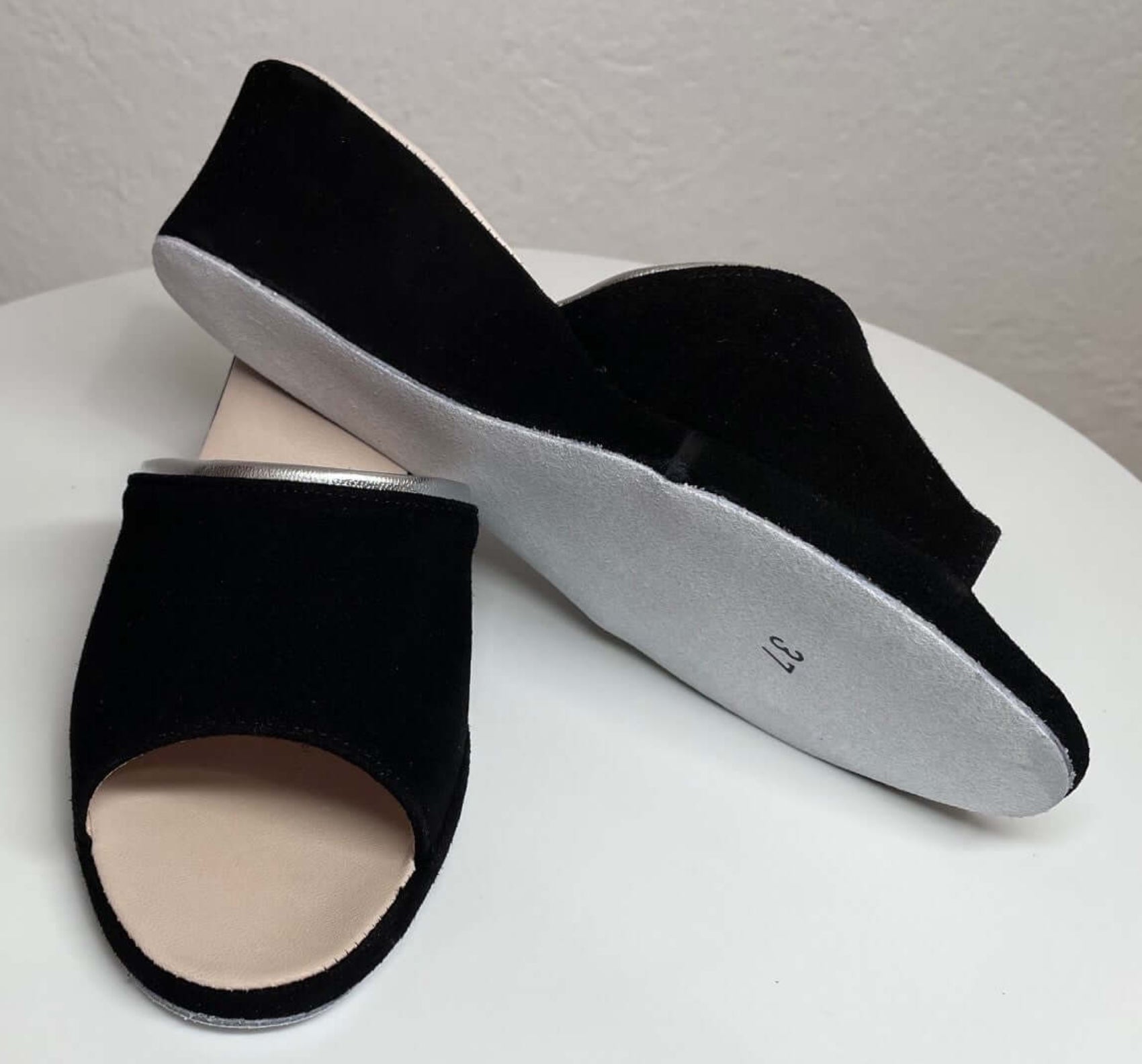 7000 Camoscio Nero suola Bufalo Ciabatte da camera Donna Original Milly Made in Italy