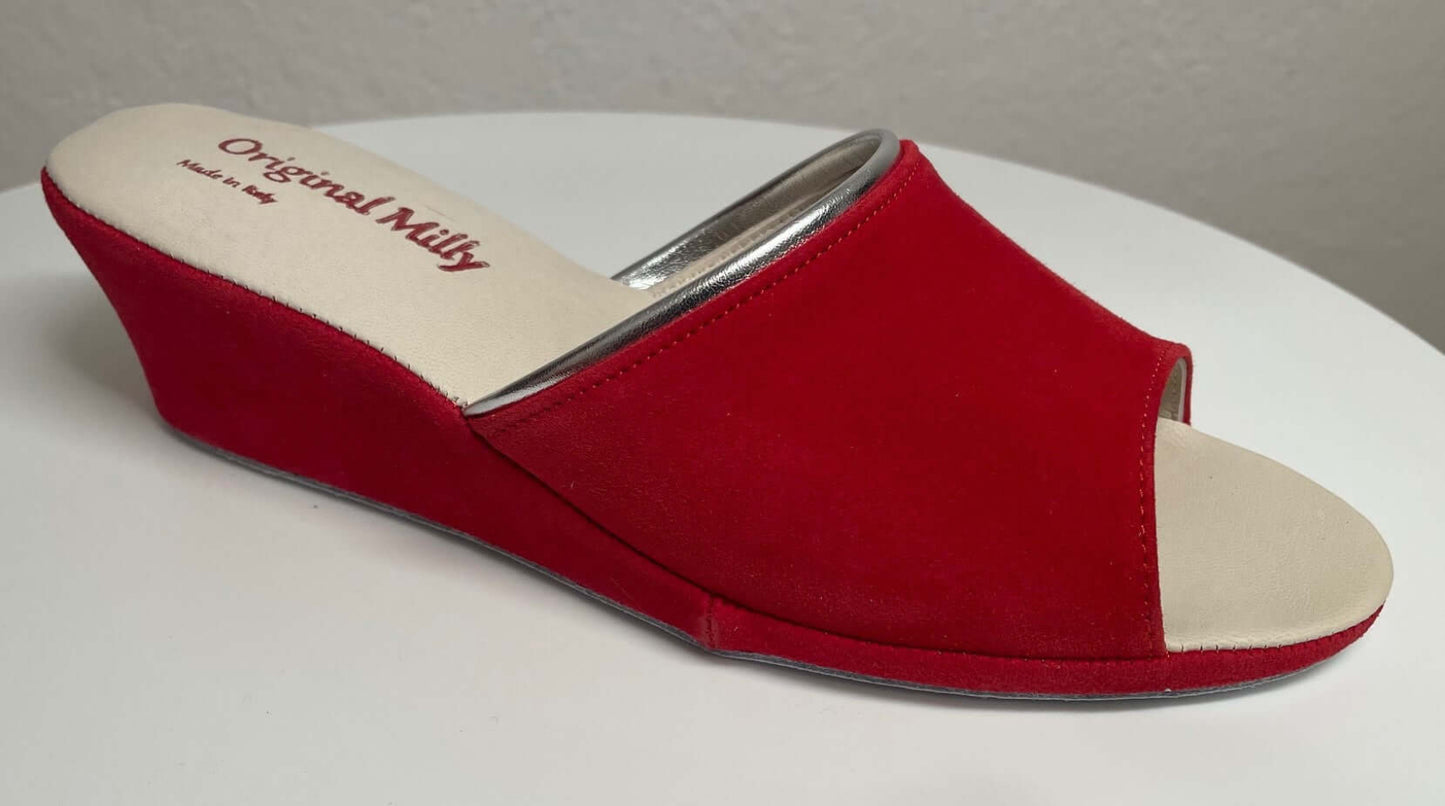 7000 Camoscio Rosso suola Bufalo Ciabatte da camera Donna Original Milly Made in Italy