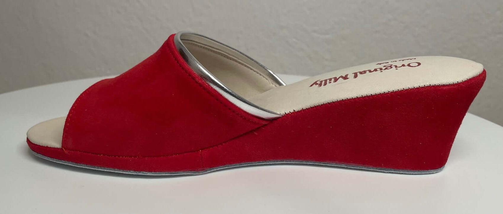 7000 Camoscio Rosso suola Bufalo Ciabatte da camera Donna Original Milly Made in Italy