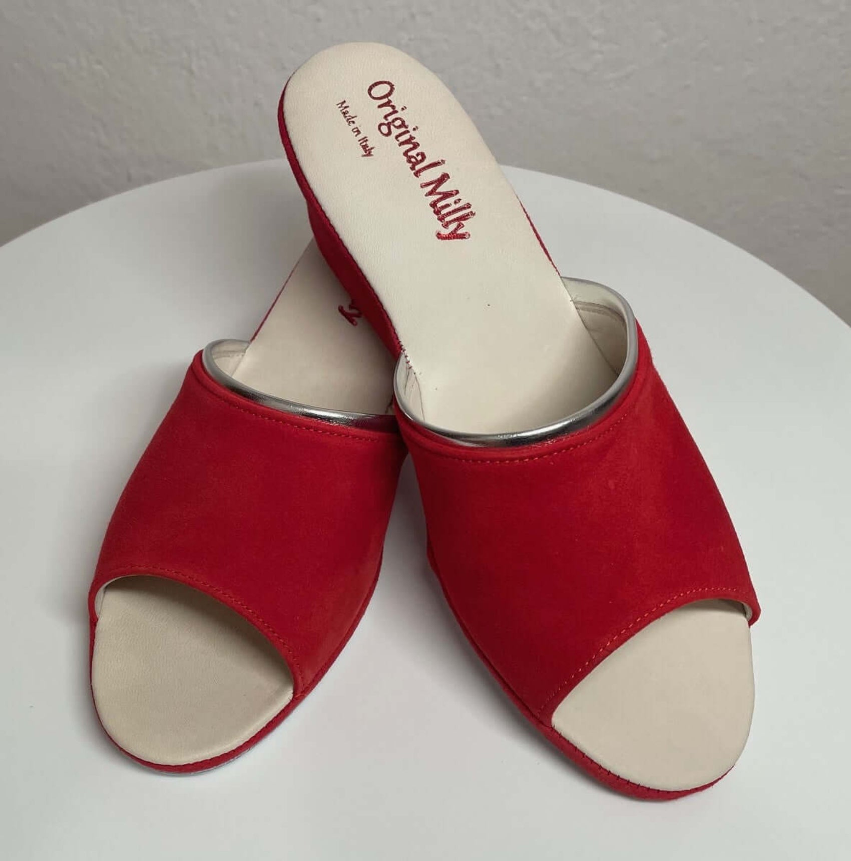 7000 Camoscio Rosso suola Bufalo Ciabatte da camera Donna Original Milly Made in Italy