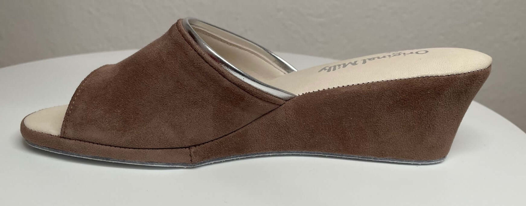 7000 Camoscio Taupe suola Bufalo Ciabatte da camera Donna Original Milly Made in Italy