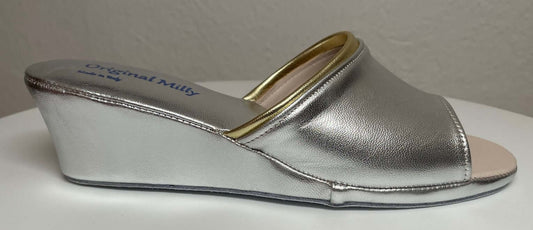 7000 Nappa Argento suola Bufalo Ciabatte da camera Donna Original Milly Made in Italy
